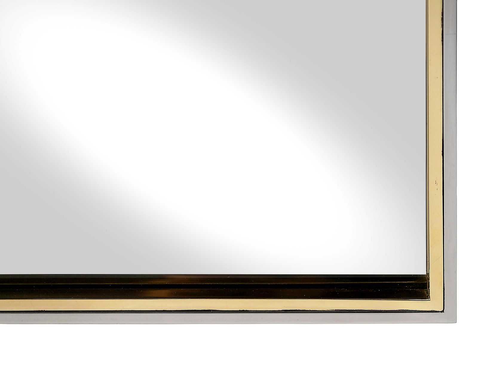 Mid Century Modern Wall Mirror With Brass And Chrome Frame, Italy photo furniture