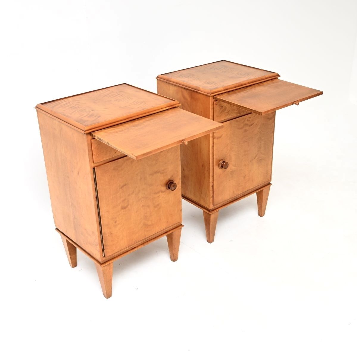 Pair Of Vintage Swedish Satin Birch Bedside Cabinets photo for sale