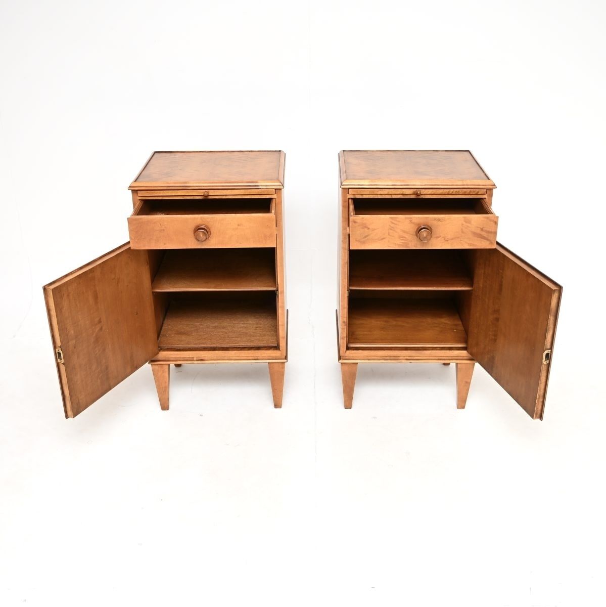 Pair Of Vintage Swedish Satin Birch Bedside Cabinets photo 1164.0