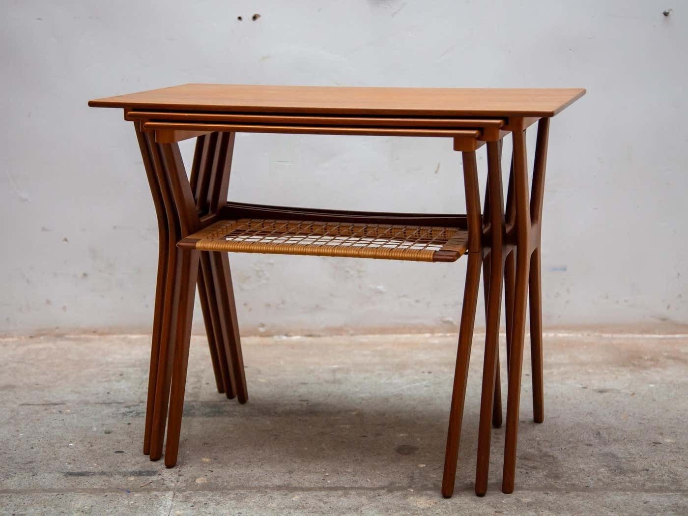 Set Of Three Nesting Tables Designed By Johannes Andersen For Silkeborg, 1960s photo for sale