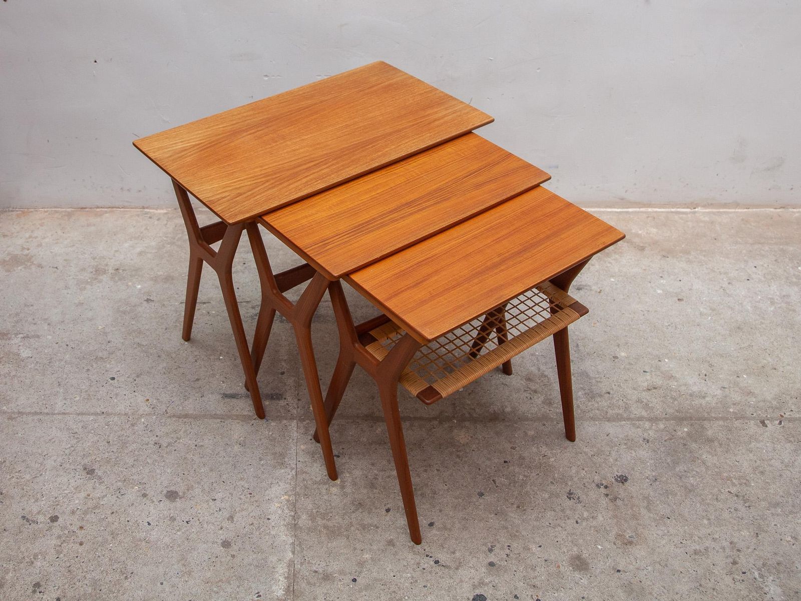 photo for sale Set Of Three Nesting Tables Designed By Johannes Andersen For Silkeborg, 1960s