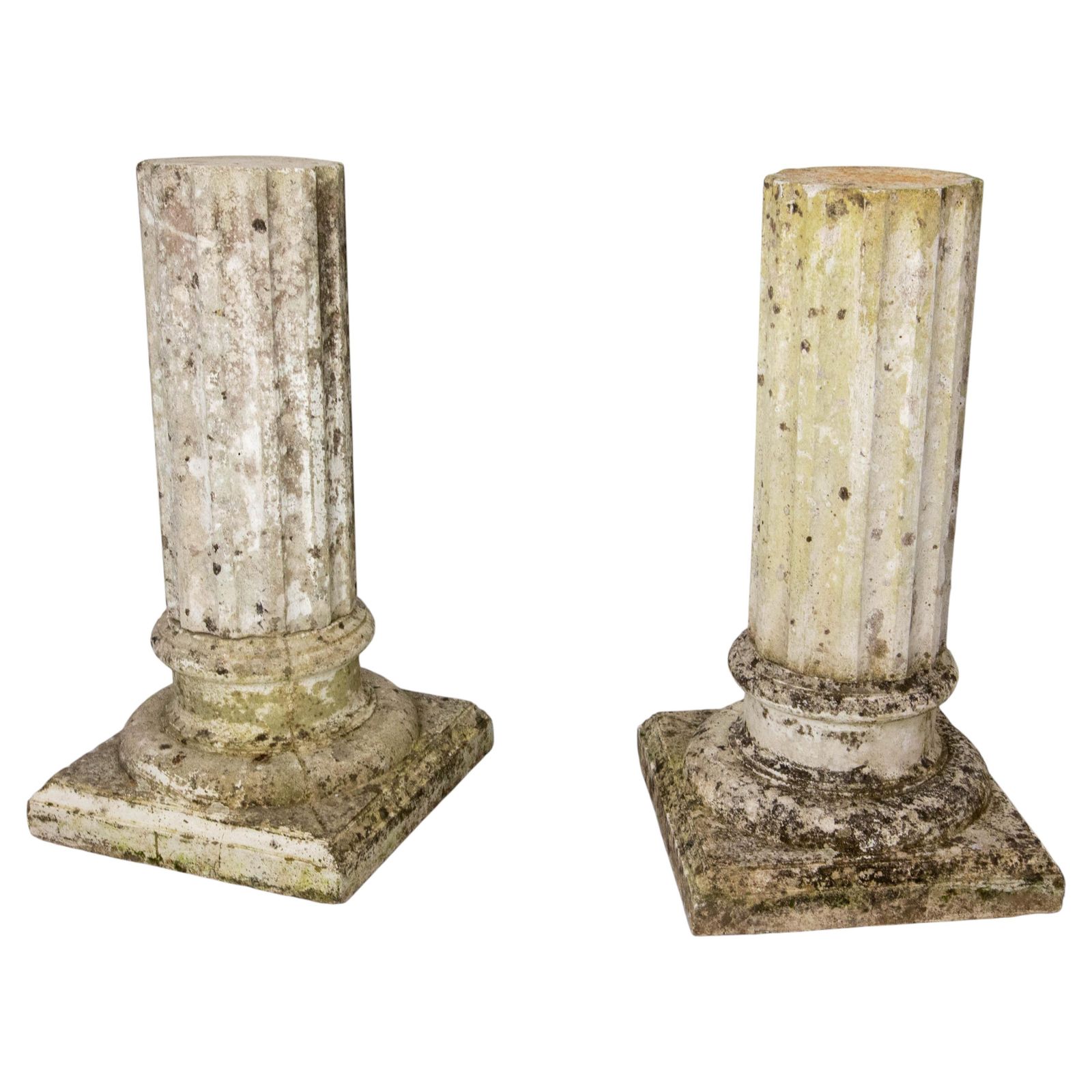Pair Of Garden Cement Column French, Mid 20th Century