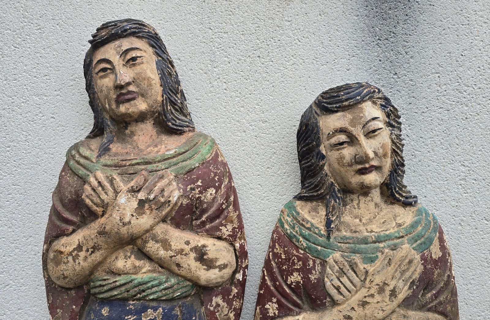 Rare Pair 18th Century Polychrome Wood Dummy Boards, Chinoiserie photo for sale