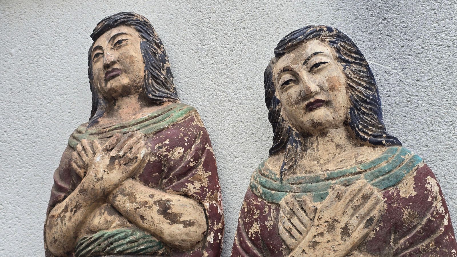 photo vintage Rare Pair 18th Century Polychrome Wood Dummy Boards, Chinoiserie