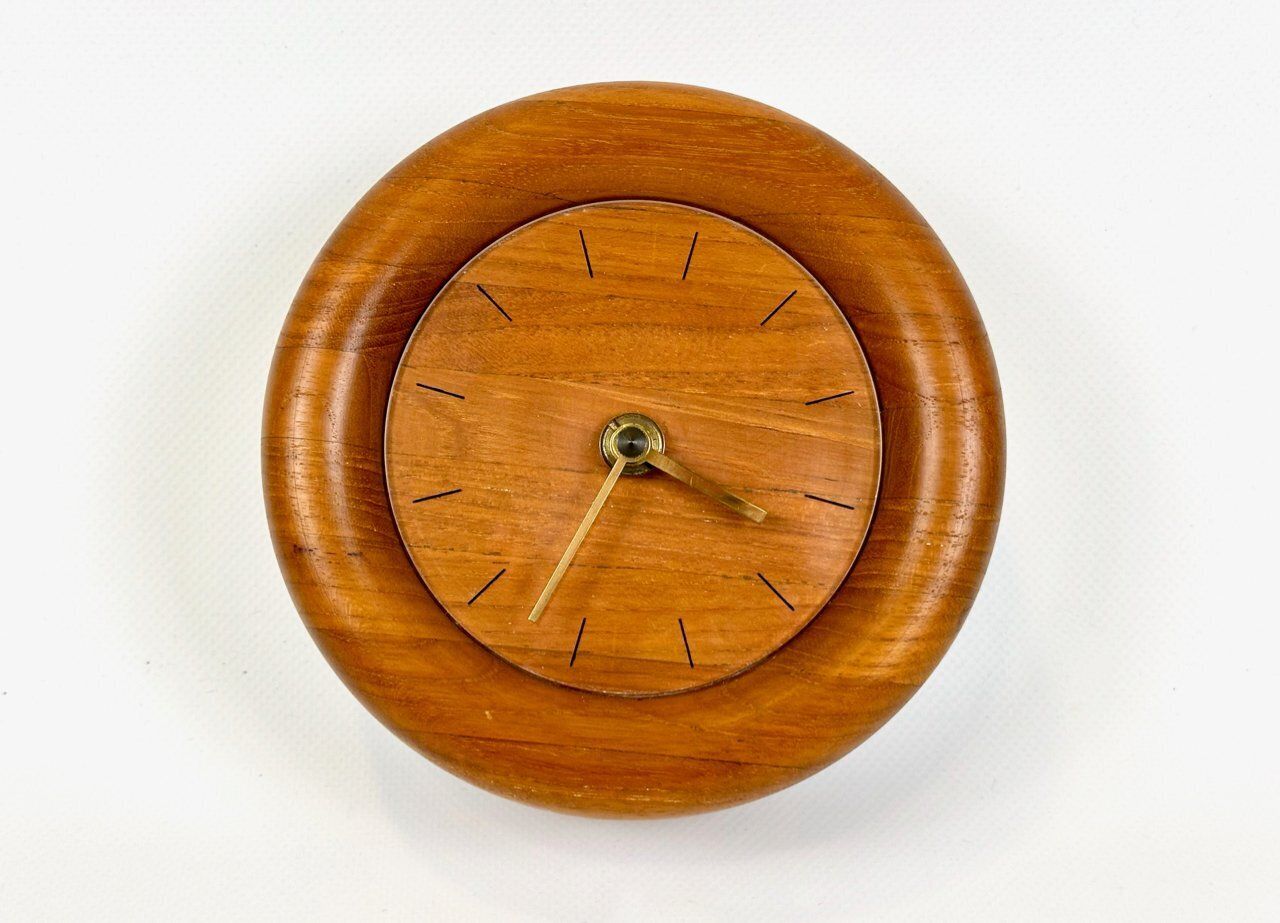 Mid Century Modern Wall Clock In Teak With Kienzle Mechanism From Bestform, 1960s