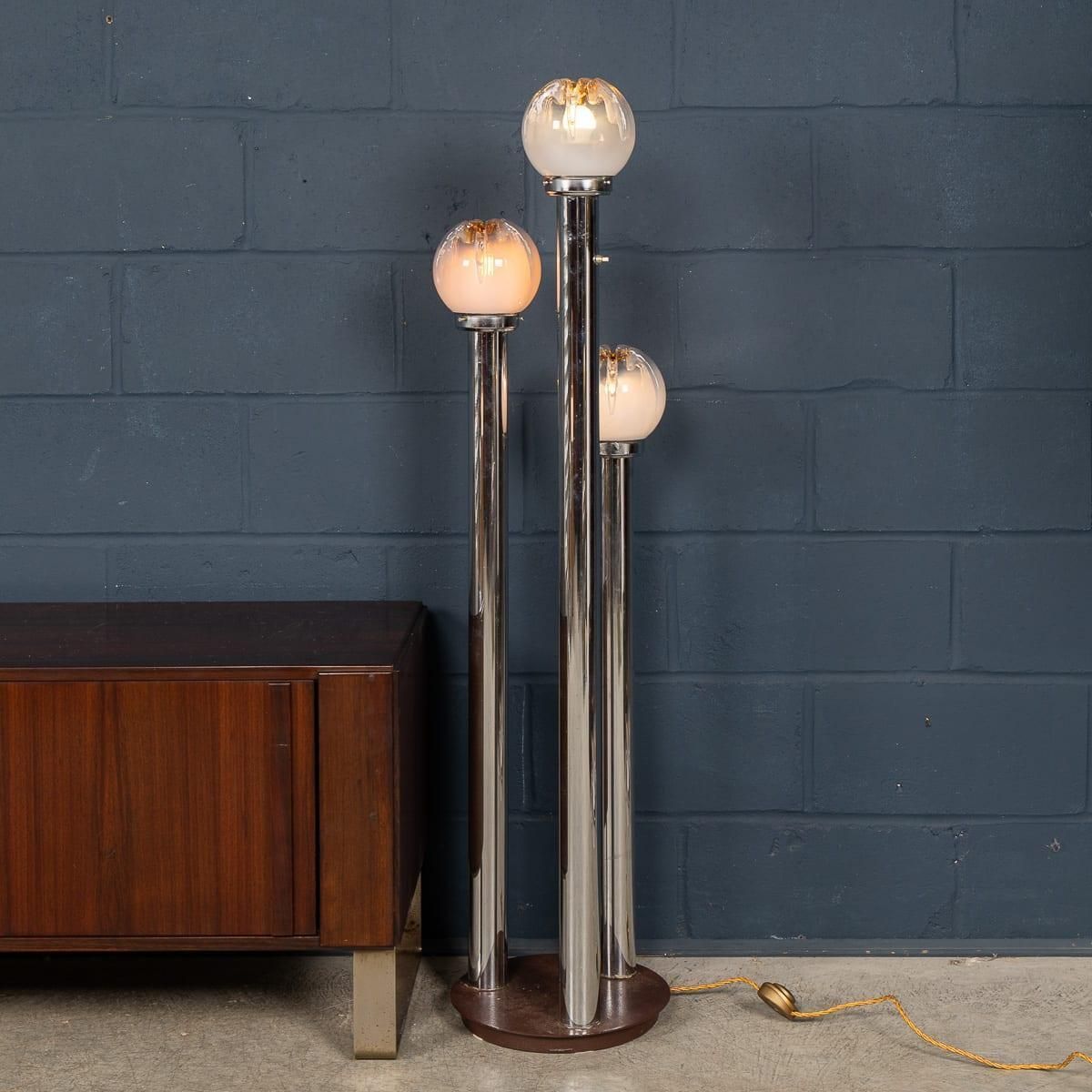 Vintage 20th Century Italian Chrome & Glass Floor Lamp By Mazzega C.1970 photo furniture
