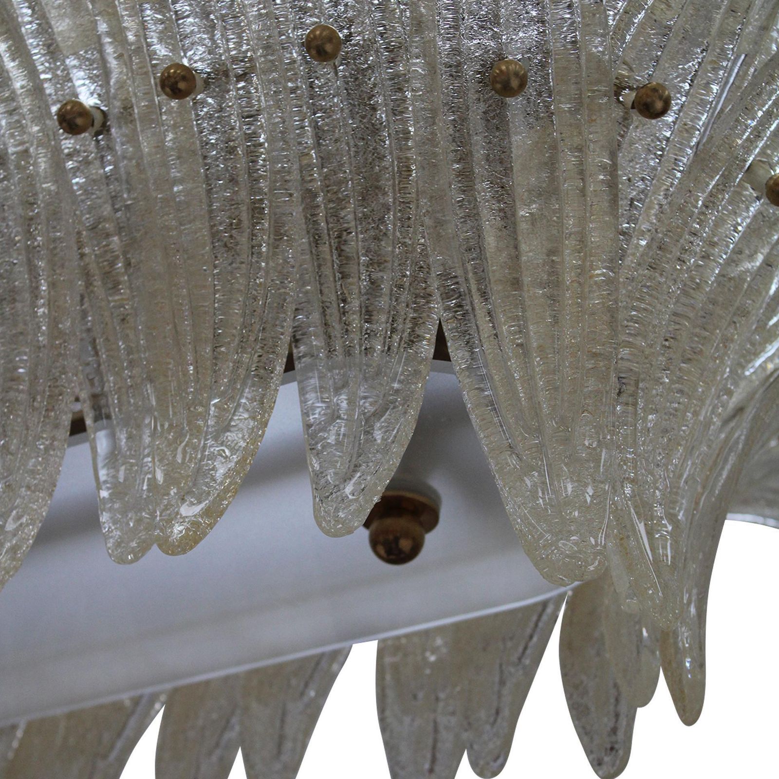 Mid Century Style Transparent Murano Glass And Brass Italian Suspension Lamp photo 7016.0