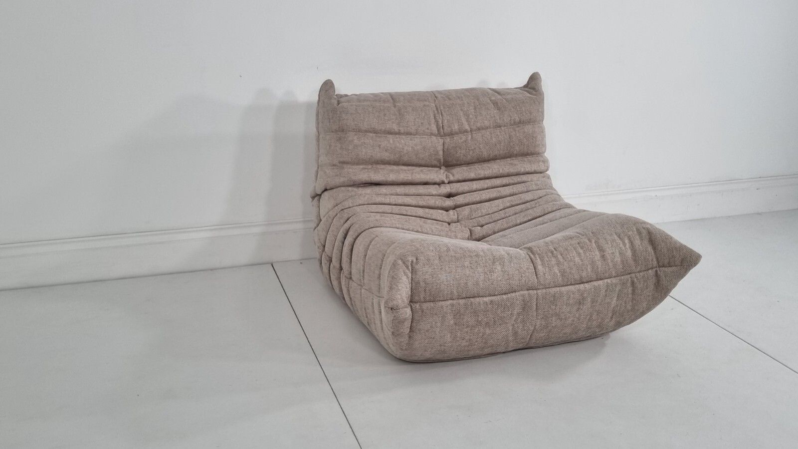 Ligne Roset Togo Chair In Cream/Honey Woven Fabric In Excellent Condition photo for sale