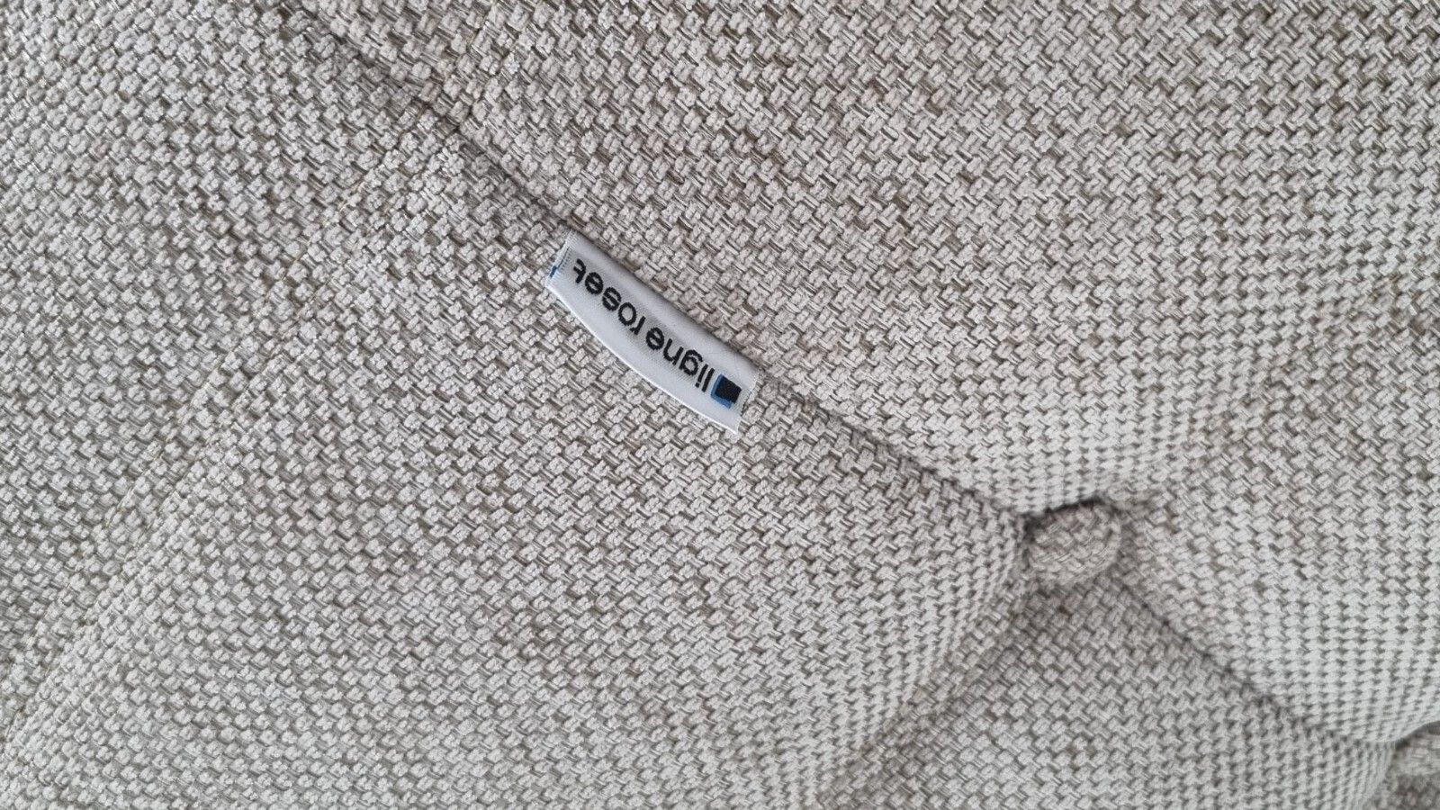 photo buy Ligne Roset Togo Chair In Cream/Honey Woven Fabric In Excellent Condition
