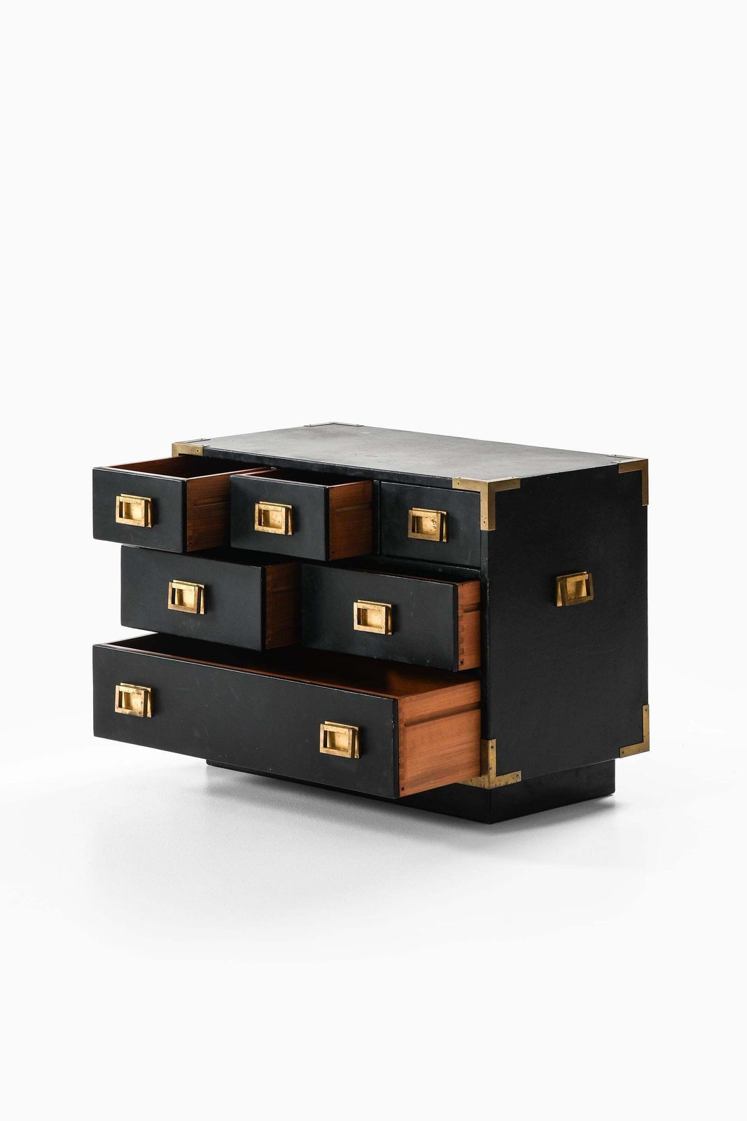 Rare Freestanding Bureau In Brass And Leather By Ove Feuk, 1960s photo vinterior