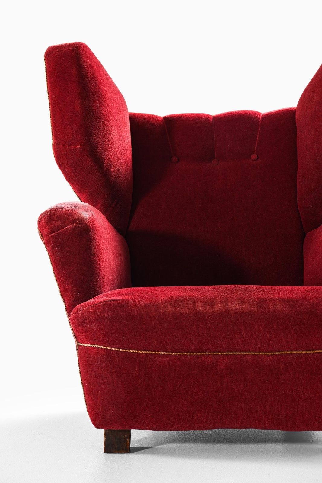 Rare Large Wingback Easy Chair In Fabric And Oak, 1930s photo furniture