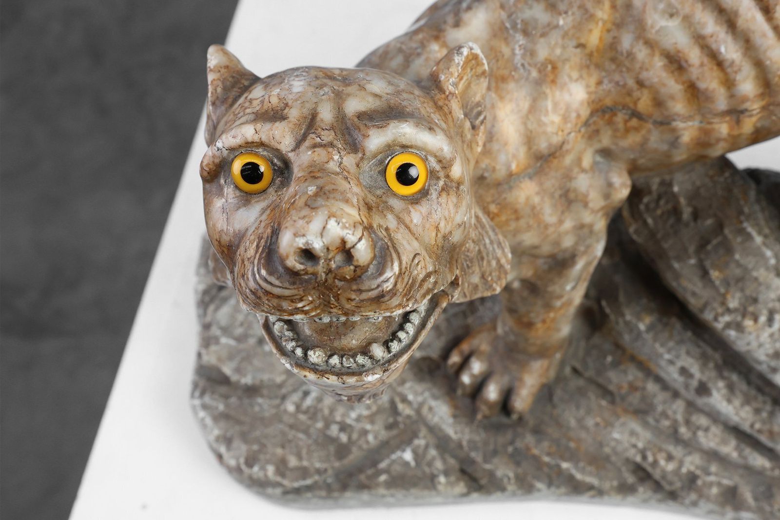Belgian Artist, Large Statue Of A Lynx, 1960s, Marble photo for sale