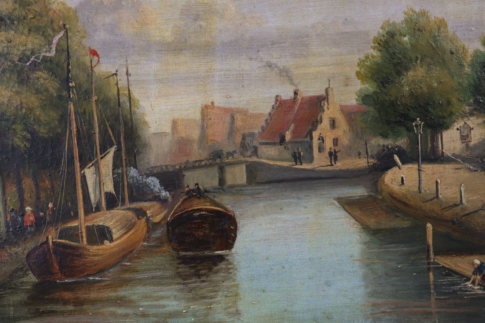 Belgian Artist, River Landscape With Sailboats, 1850s, Oil On Canvas photo furniture