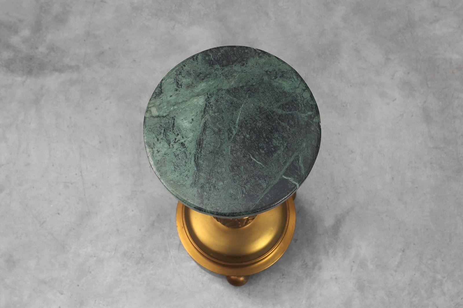 photo for sale Art Deco Side Table With Green Marble Top And Bronze Base, Belgium, 1925