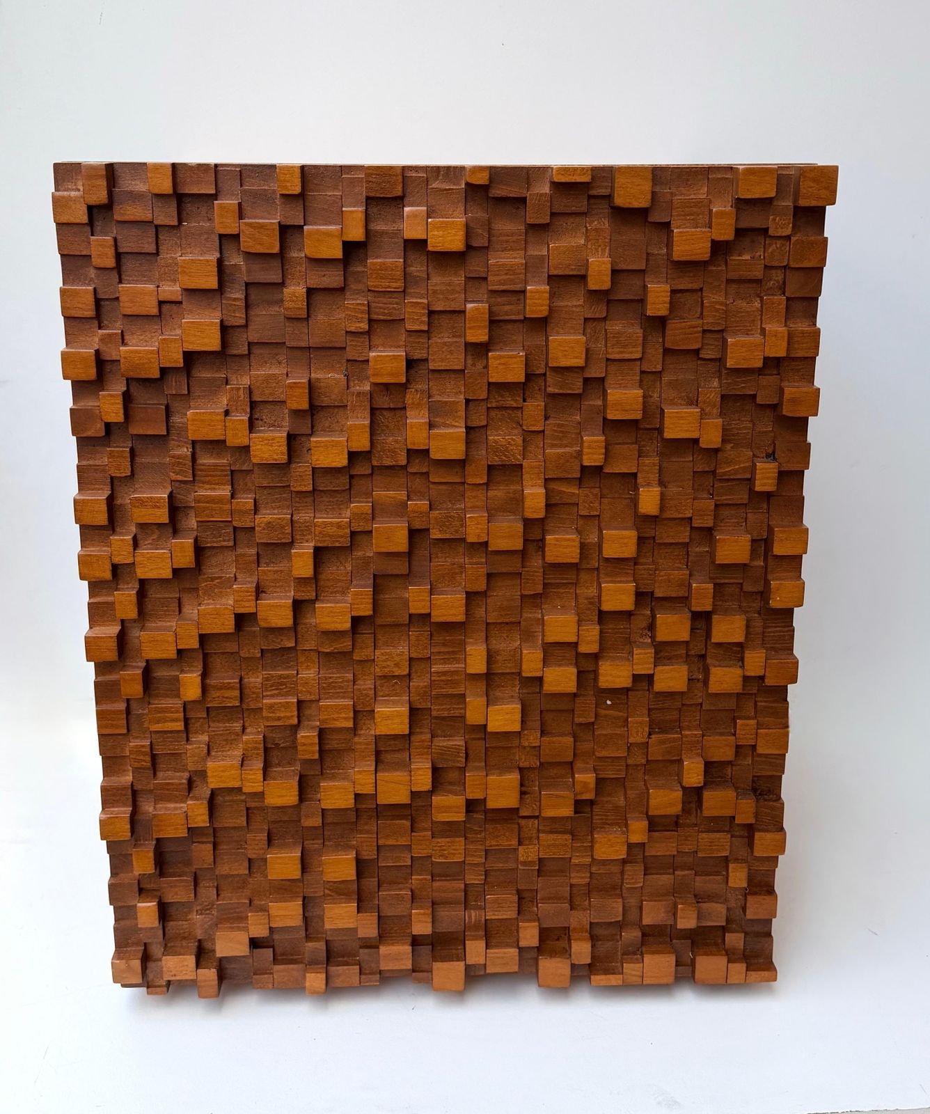 photo vintage Contemporary Pair Of Wood Marquetry Cube Bedside Tables. Italy
