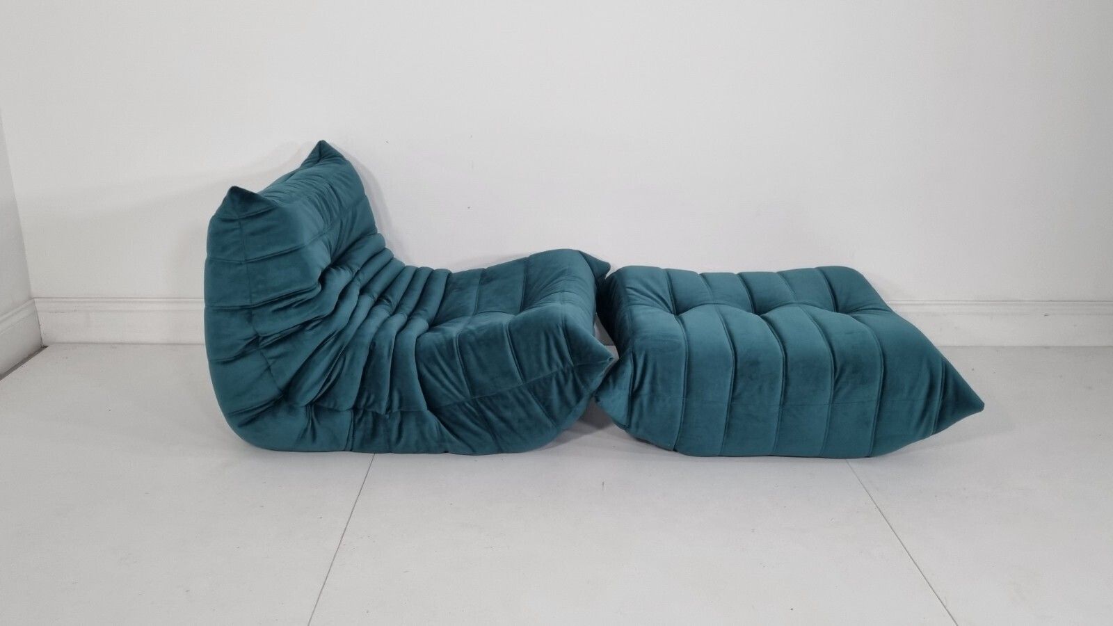 photo furniture Ligne Roset Togo Chair And Footstool In Teal Velvet Immaculate Condition