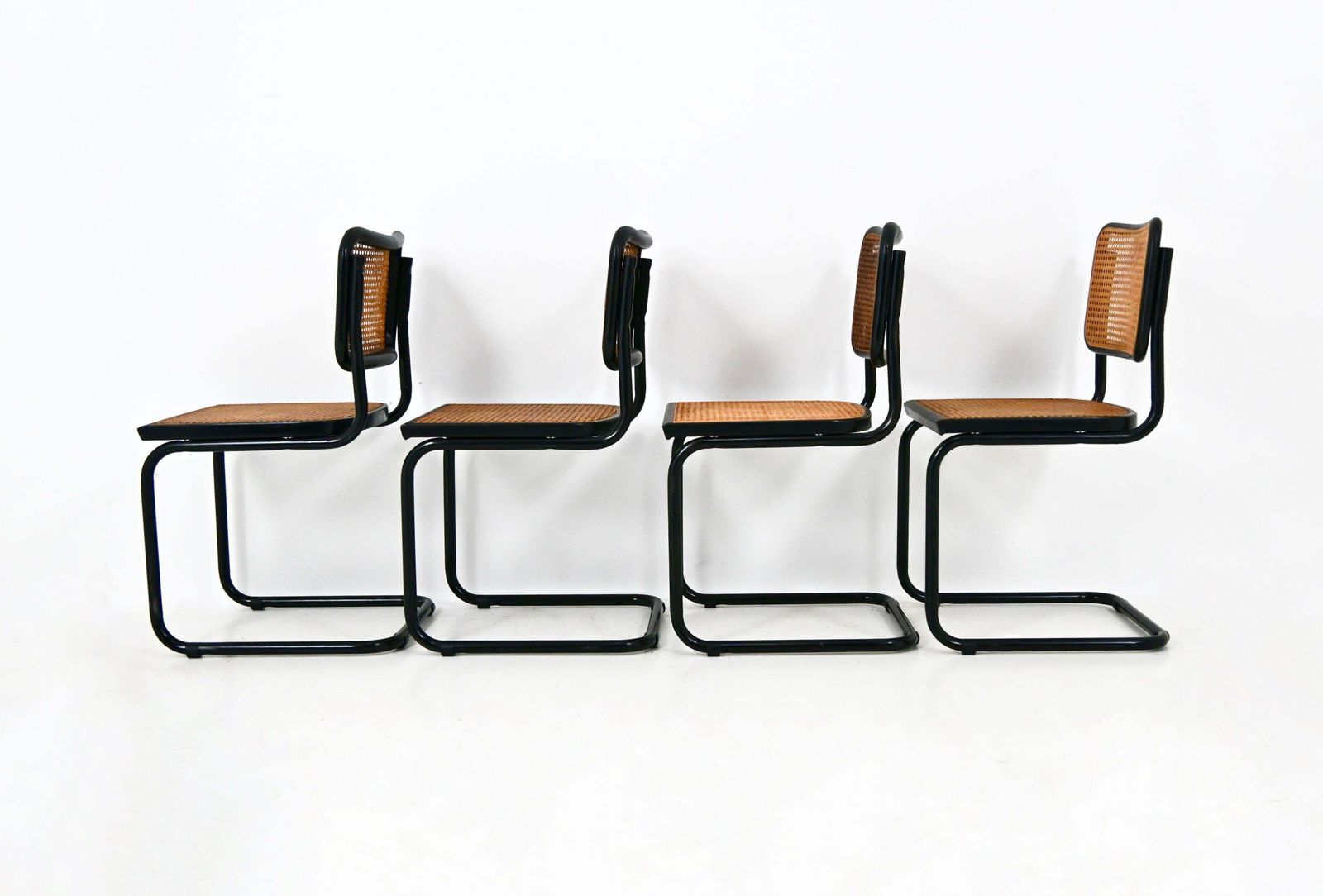 All Black Dining Chairs Style B32 By Marcel Breuer Set Of 4 photo buy