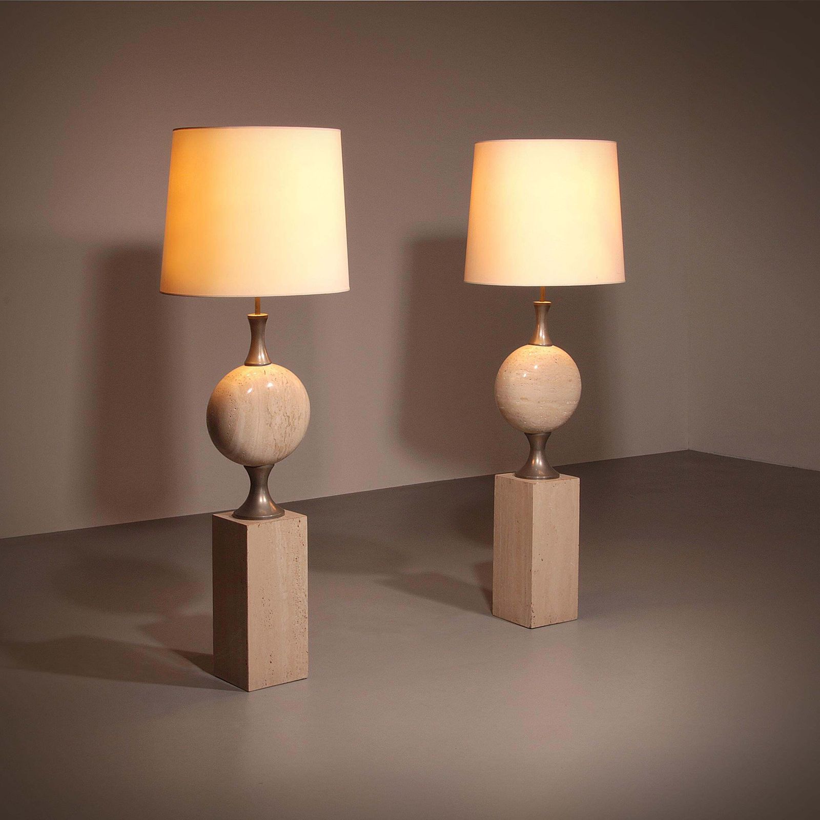 Travertine Floor Lamp By Philippe Barbier For Maison Barbier Monumental Piece 70 photo furniture