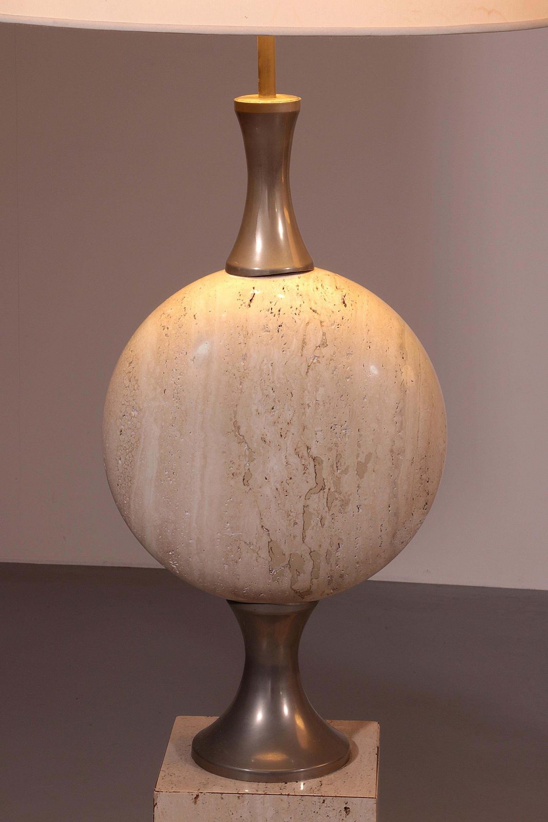 Travertine Floor Lamp By Philippe Barbier For Maison Barbier Monumental Piece 70 photo vinterior
