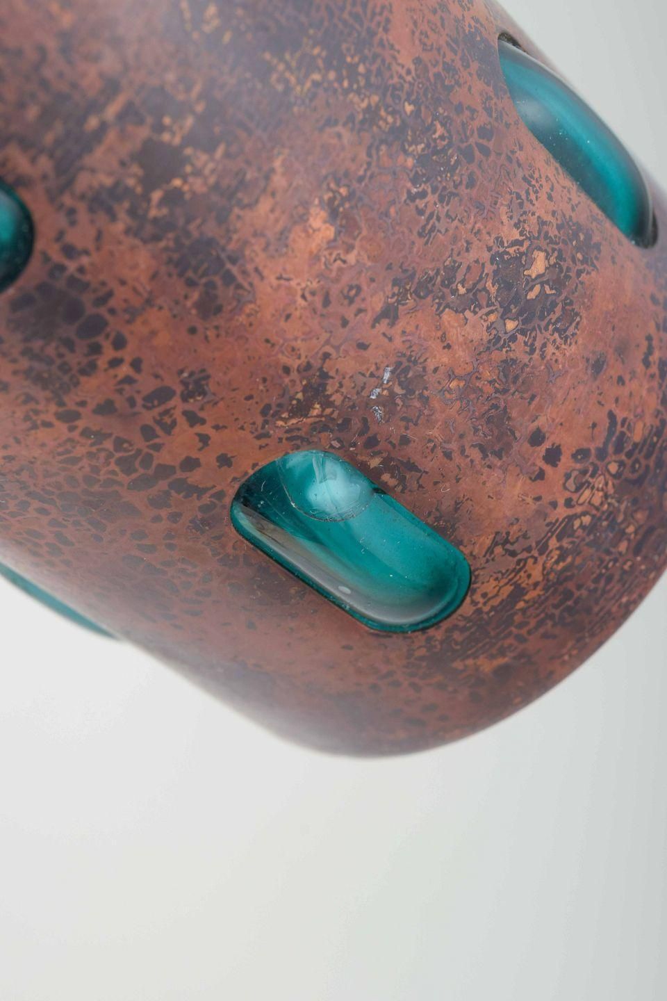 Nanny Still For Raak. Vase In Hammered Copper With A Bluish Green Glass Insert. photo Home Decor