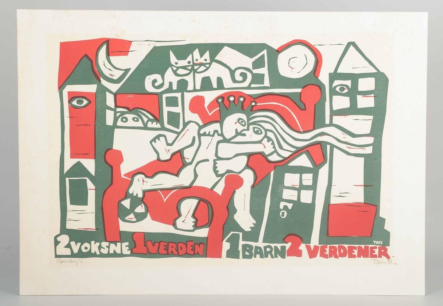 Henning Tais Hedin. Proof Print On Paper. Humorous Scene With A Couple, 1978. photo furniture