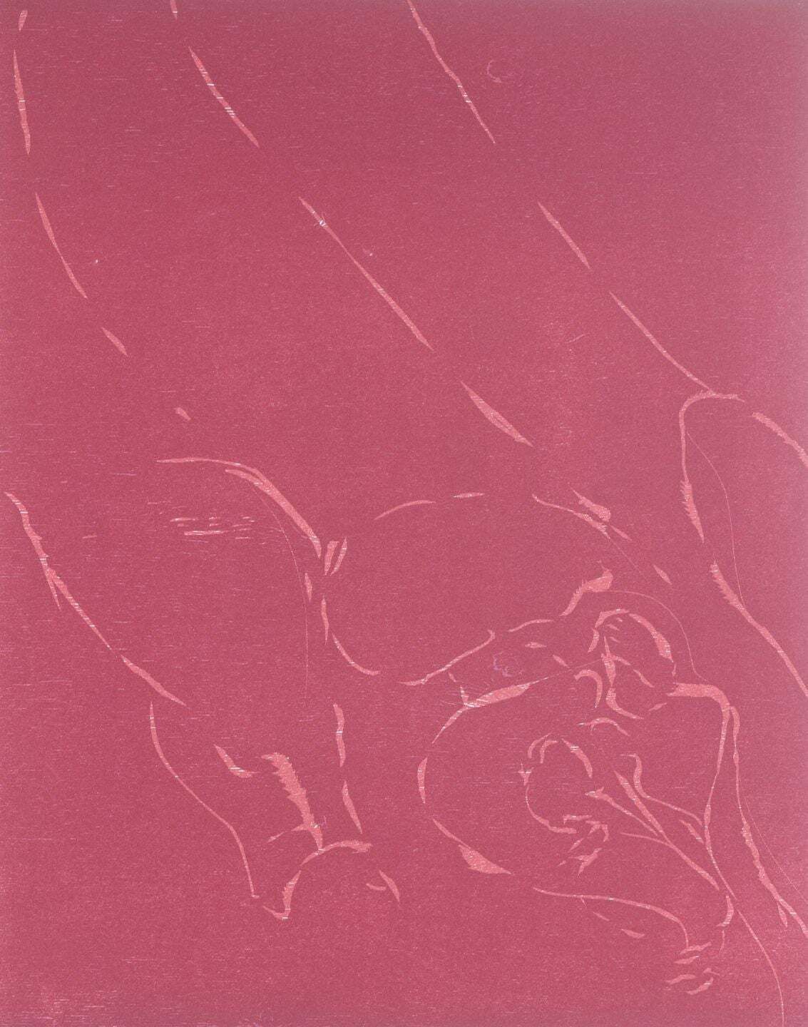 Jørgen Haugen Sørensen. Woodcut. Abstract Composition In Red Tones, 1987
