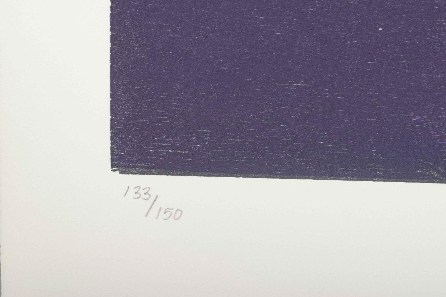 Jørgen Haugen Sørensen. Woodcut On Paper. Abstract Composition In Violet Tones. photo Art