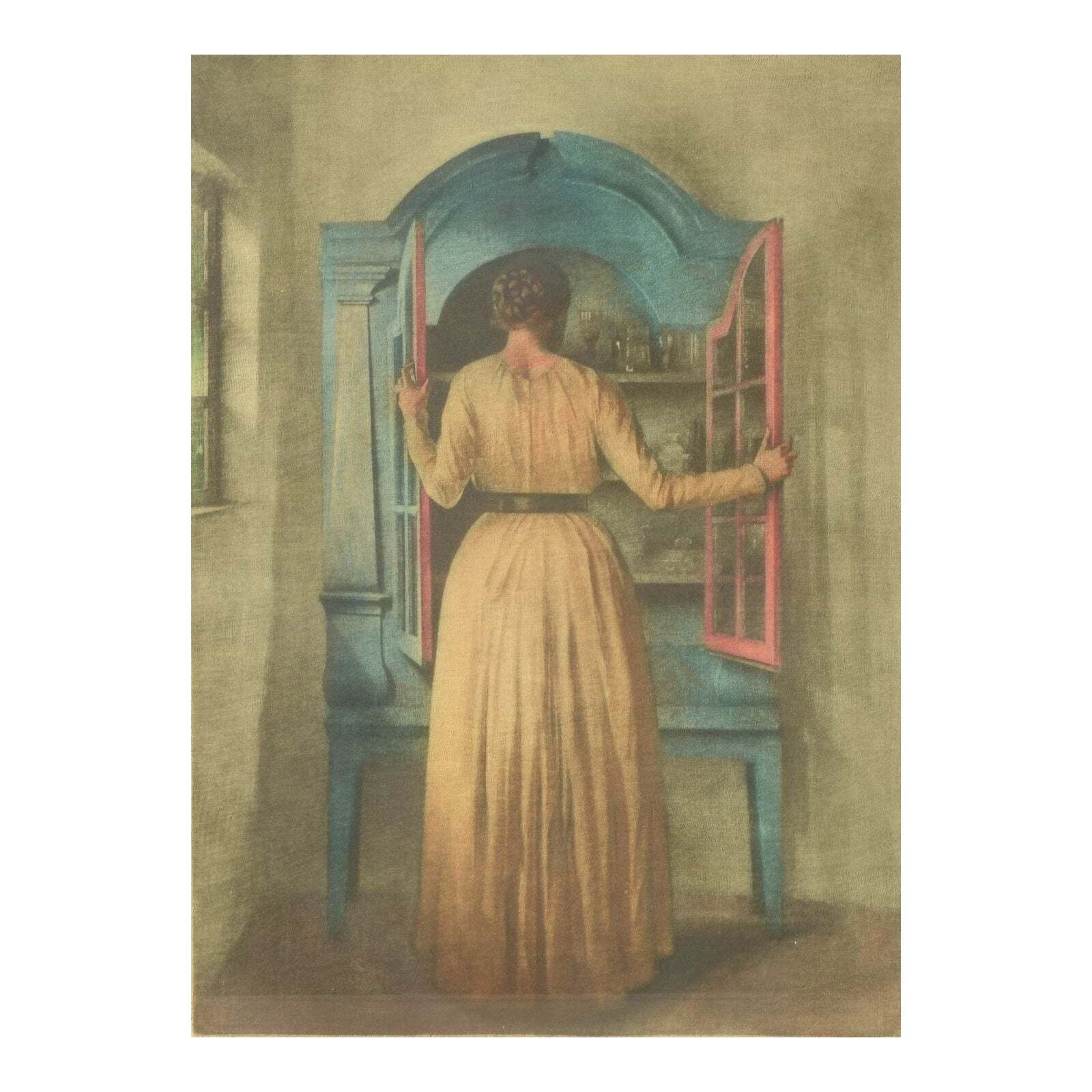 Peter Ilsted. “Woman At A Cabinet”. Mezzotint In Colors. Ca. 1910 1920