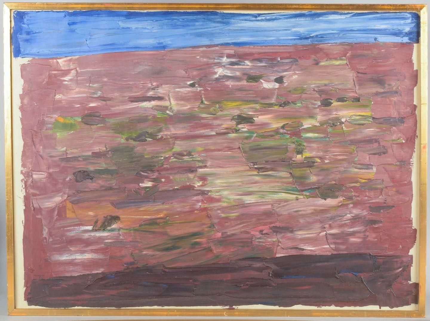 Sven Erik Markhed. Abstract Landscape. “Rött Landskap”. Oil On Canvas. 1970/80s photo furniture