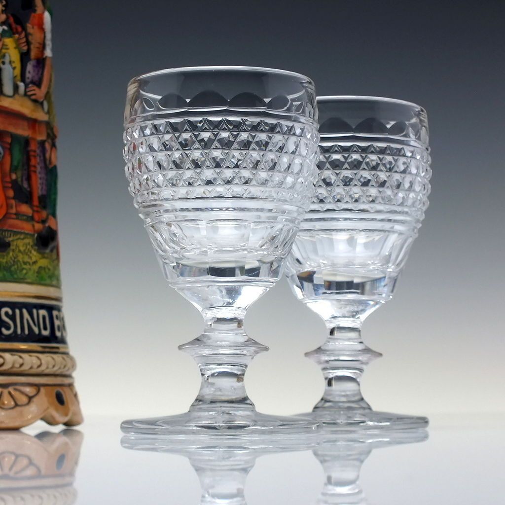 Pair Of Georgian Anglo Irish Cut Port Wine Glasses C1820