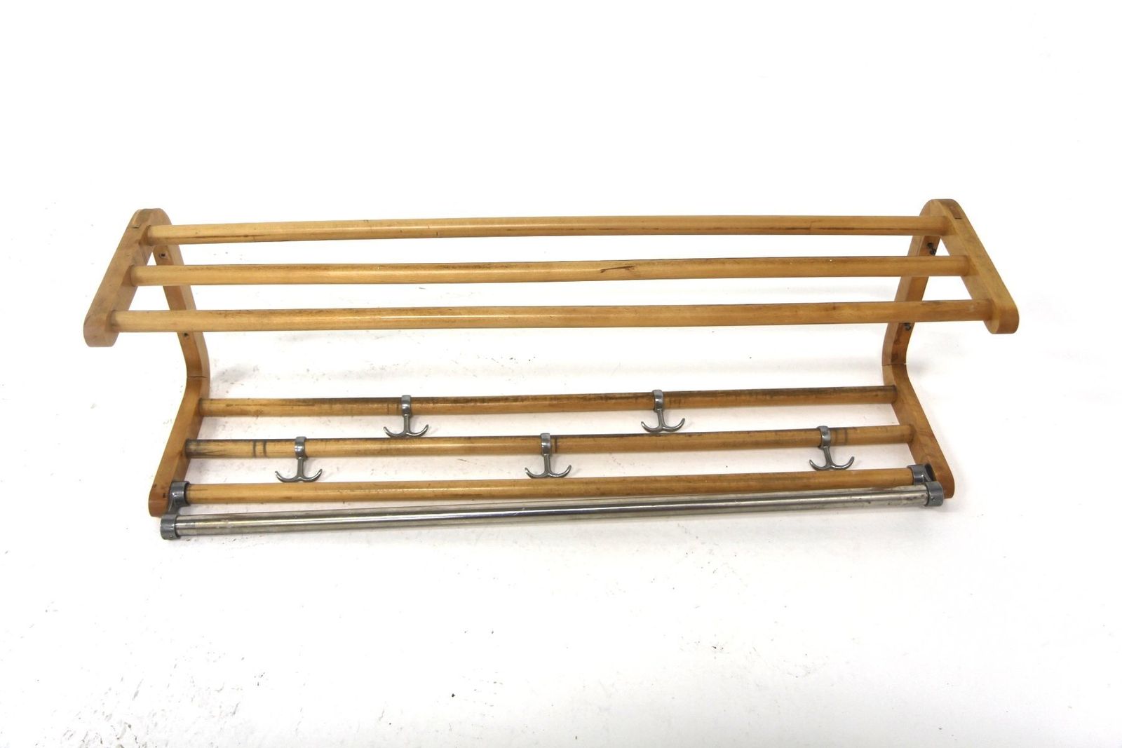 Scandinavian Coat Rack In Beech Wood, Sweden, 1950s photo vinterior