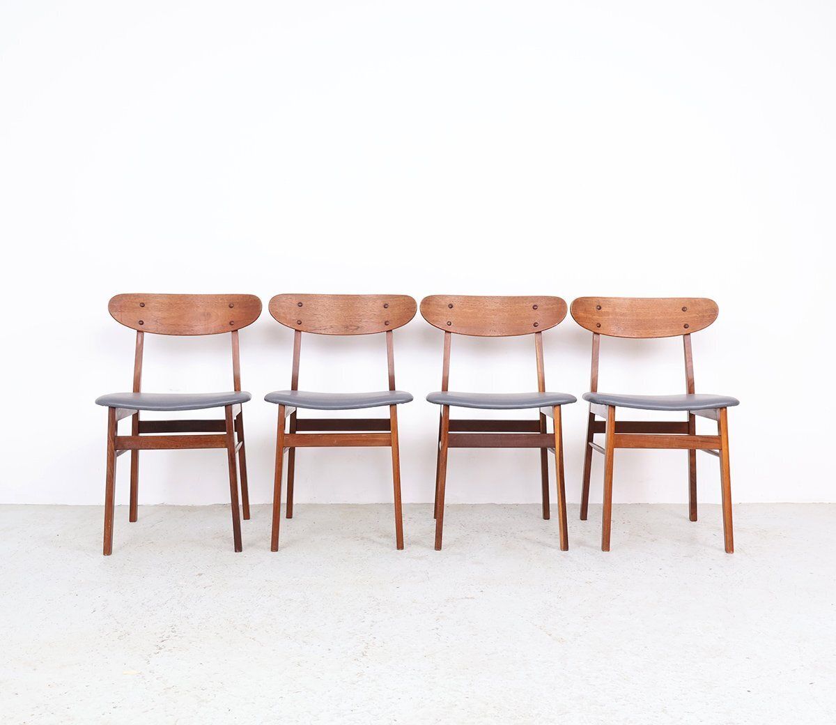 Teak Chairs With Grey Faux Leather From Farstrup Møbler, 1960s, Set Of 4