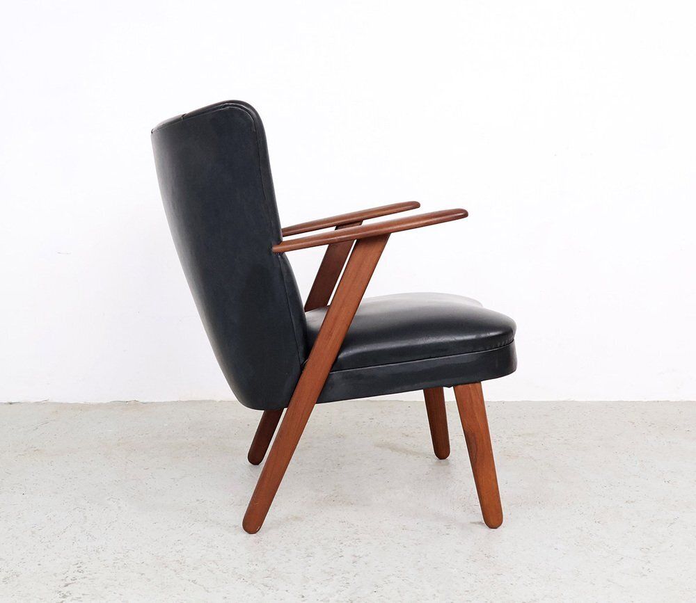 Danish Chairs In Teak And Faux Leather From Erhardsen & Andersen, 1960s, Set Of 2 photo vinterior
