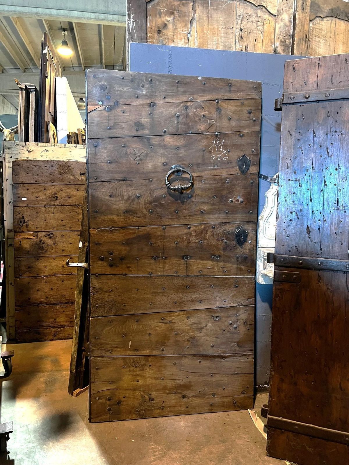 Solid Walnut Armored Entry Door With Iron, Italy photo furniture