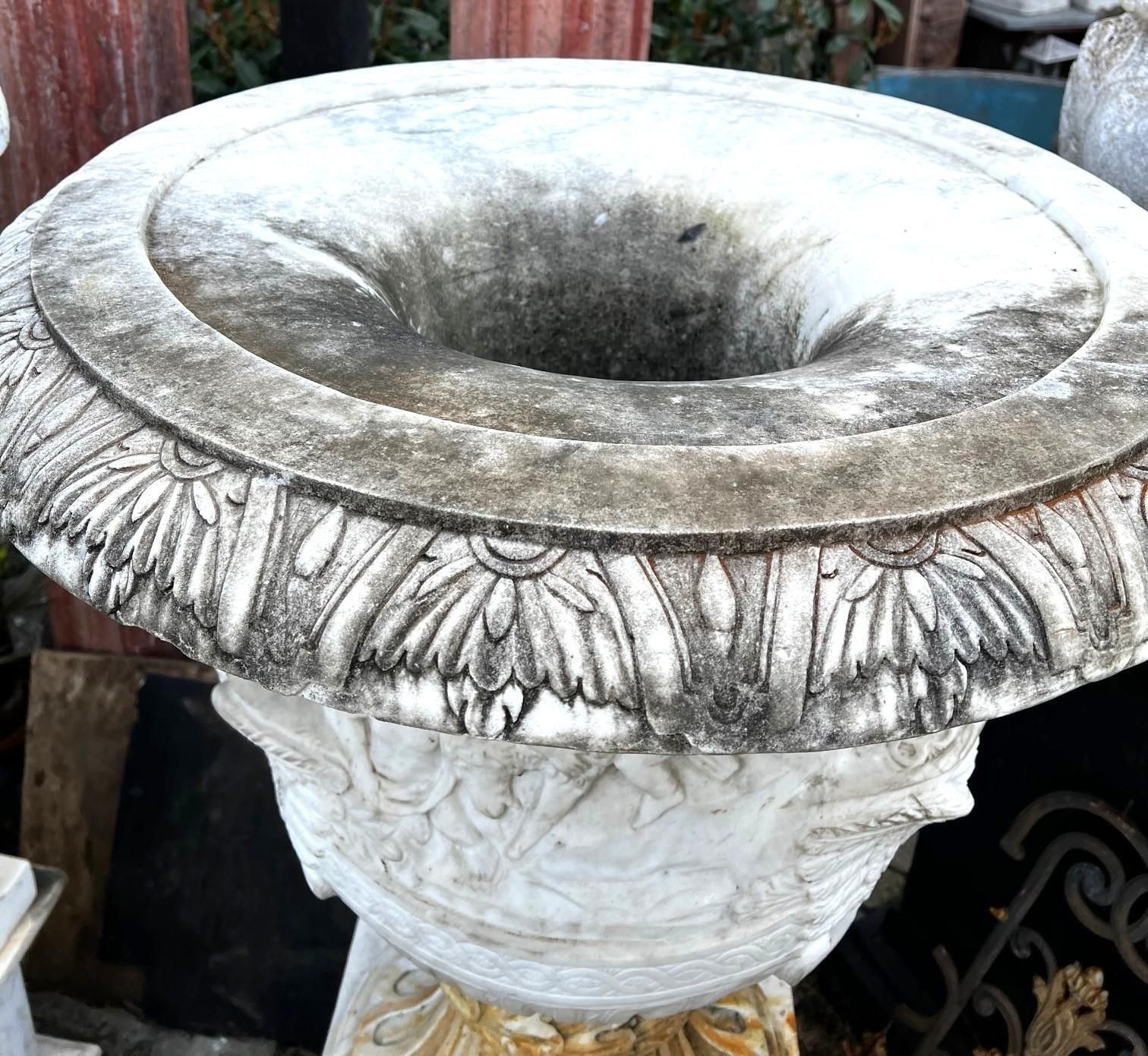 Home Decor Pair Of White Marble Bowl Vases With Base, Italy photo