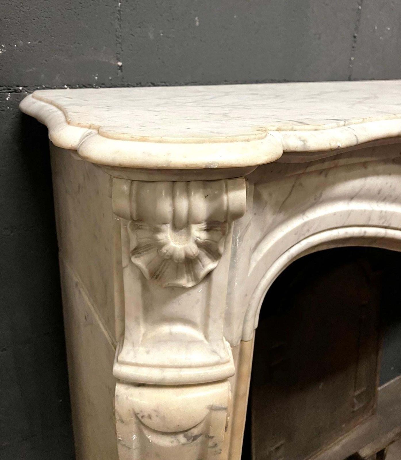 Fireplace Frame Made Of White Stained Marble Italy photo buy