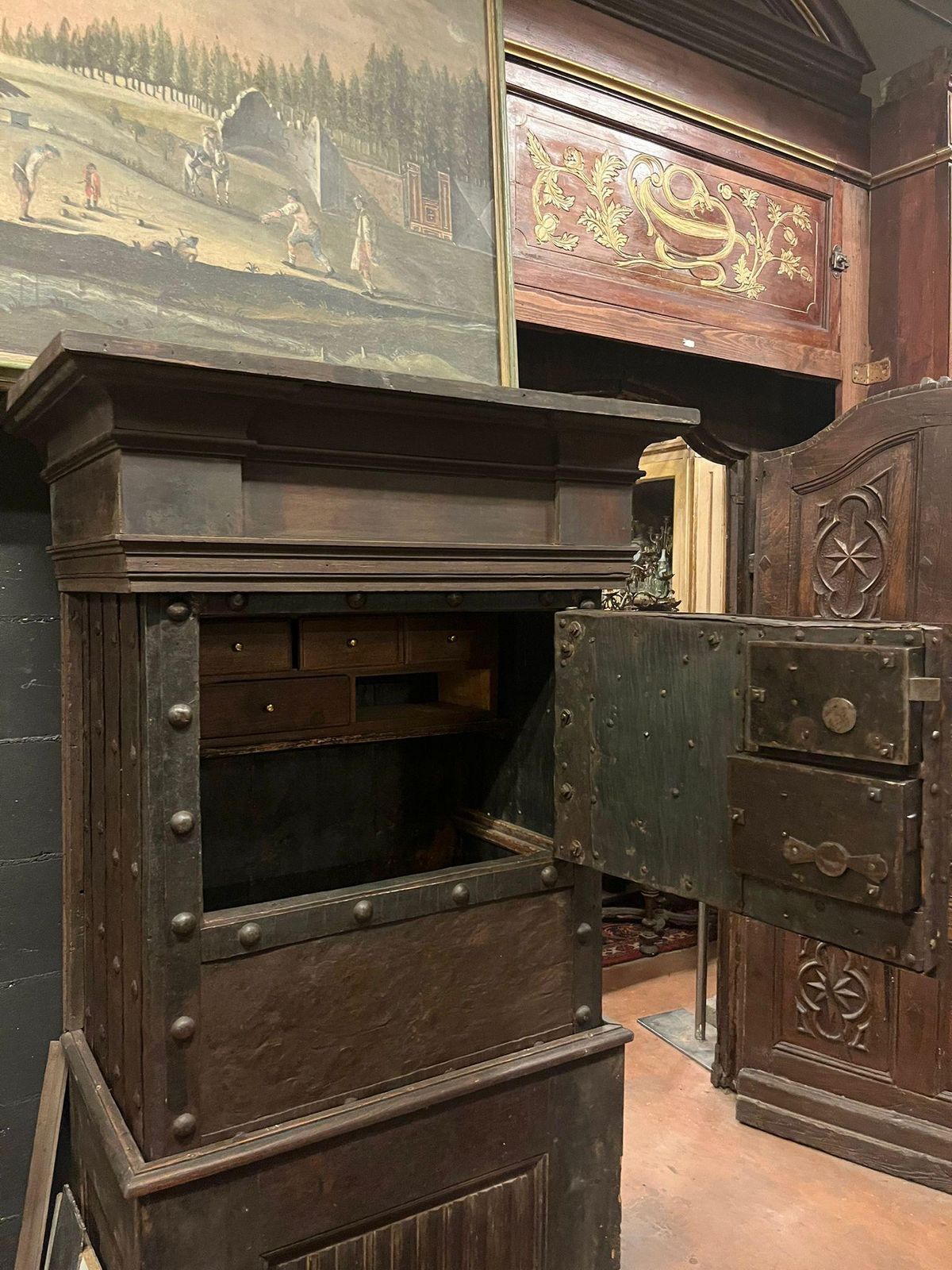 Iron And Wood Safe Cabinet With Key, Italy photo 8685.0