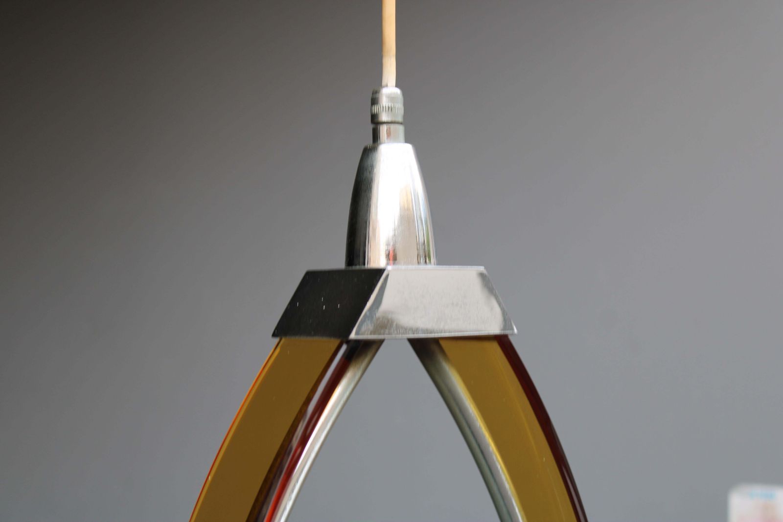 photo for sale Lamapdario Fontana Arte Italia 1960 In Stained Glass Orange Oscillating