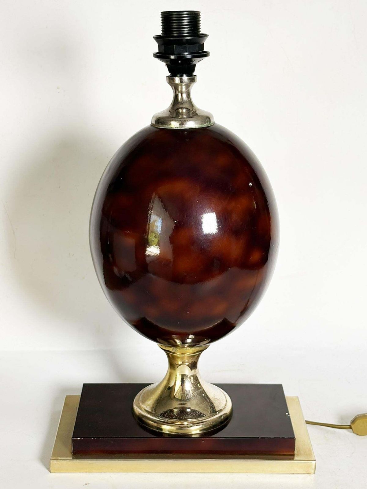 photo for sale Burgundy Colored Lamp With Brass Accents, France, 1970