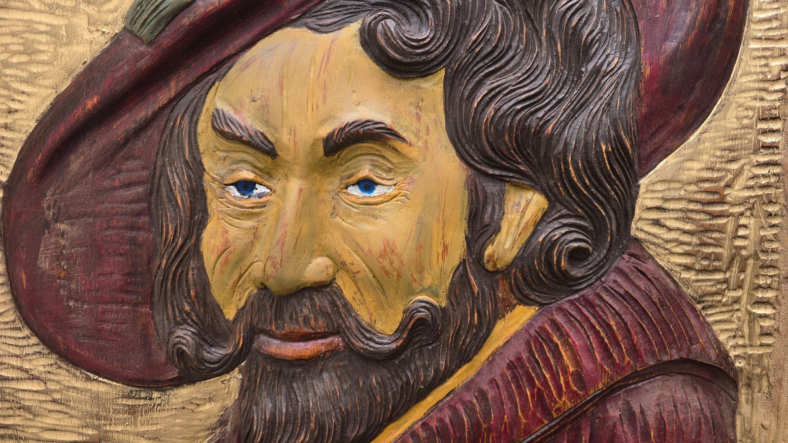 photo furniture Carved Wooden Relief Portrait Of Peter Paul Rubens, Gilt, 1977