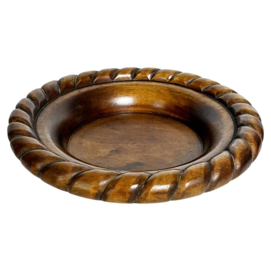 Vintage Wooden Trinket Tray, Handcrafted, Sculpted Rim, France, 1950s