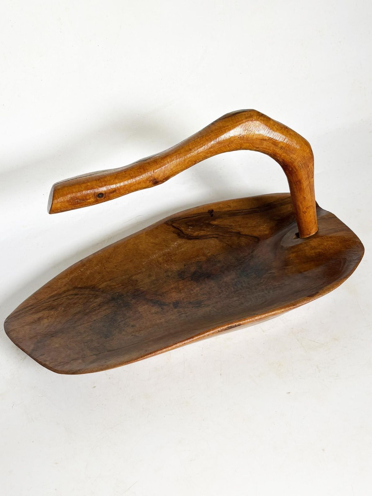 Olive Wood Fruit Basket, Handcrafted In France, Rustic Design, 1950s photo Home Decor
