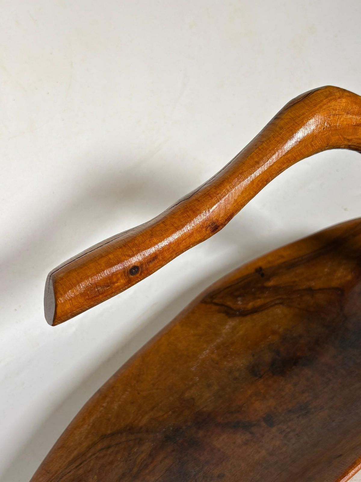 Olive Wood Fruit Basket, Handcrafted In France, Rustic Design, 1950s photo 471.0