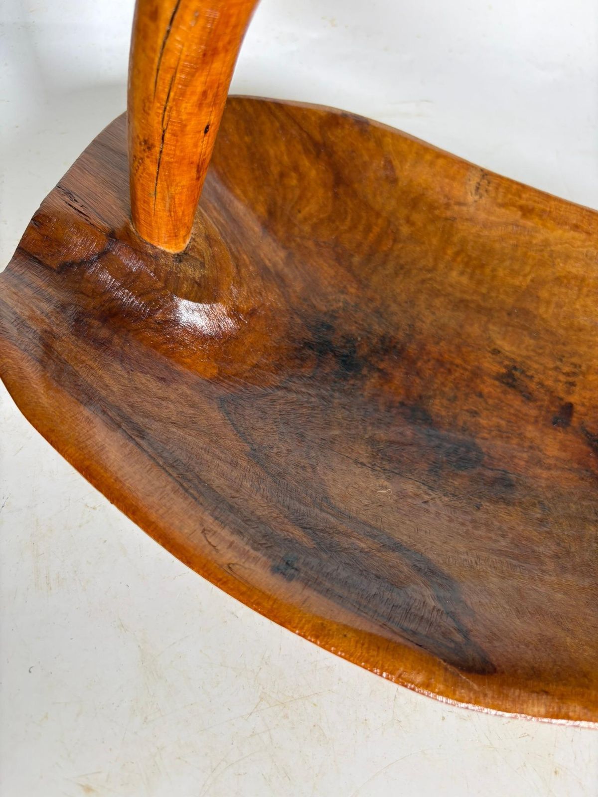 Olive Wood Fruit Basket, Handcrafted In France, Rustic Design, 1950s photo vintage