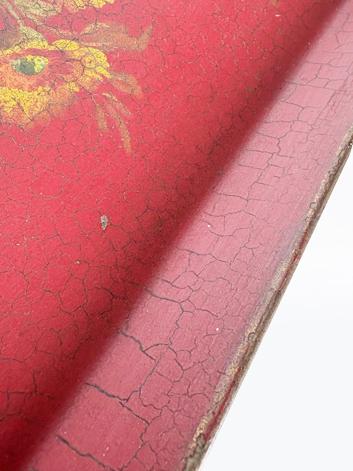 471.0 Red Iron Tray With Floral Motif, France, 1940 photo