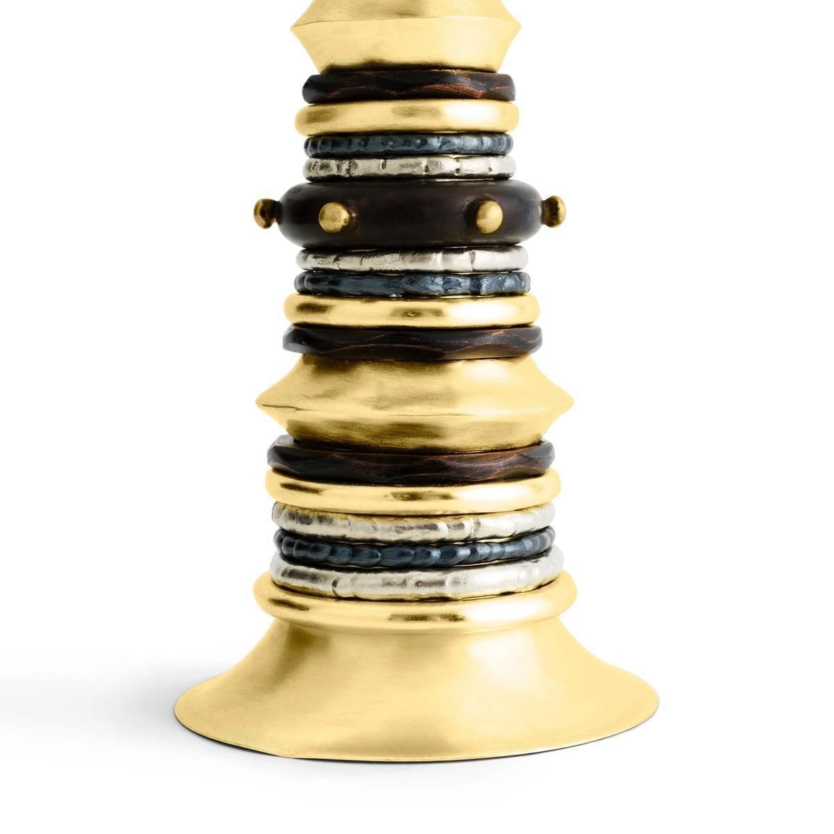 Pair Of Modern Brass And Patinated Metal Candleholders photo 1429.0