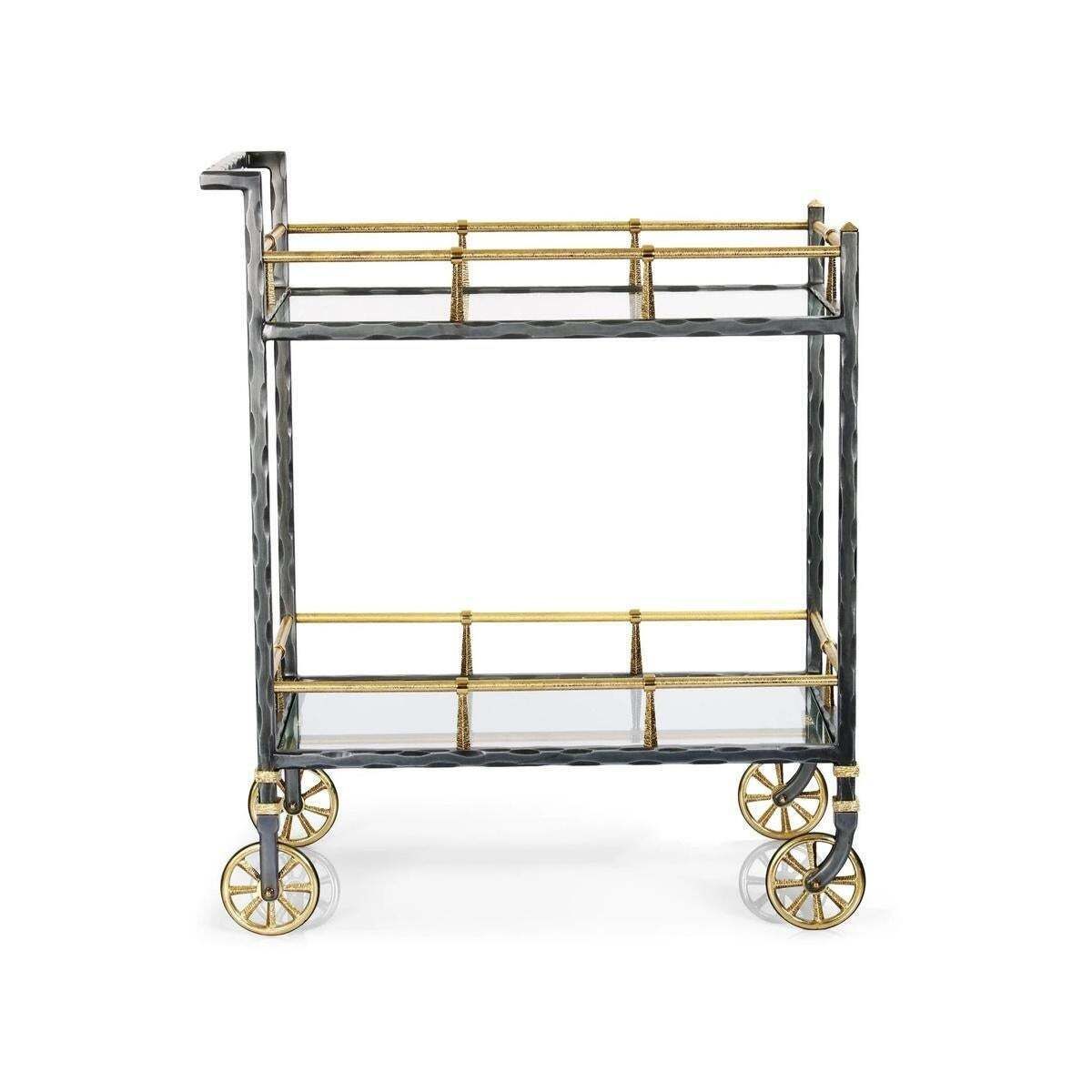 Contemporary Black Metal And Brass Bar Cart photo furniture