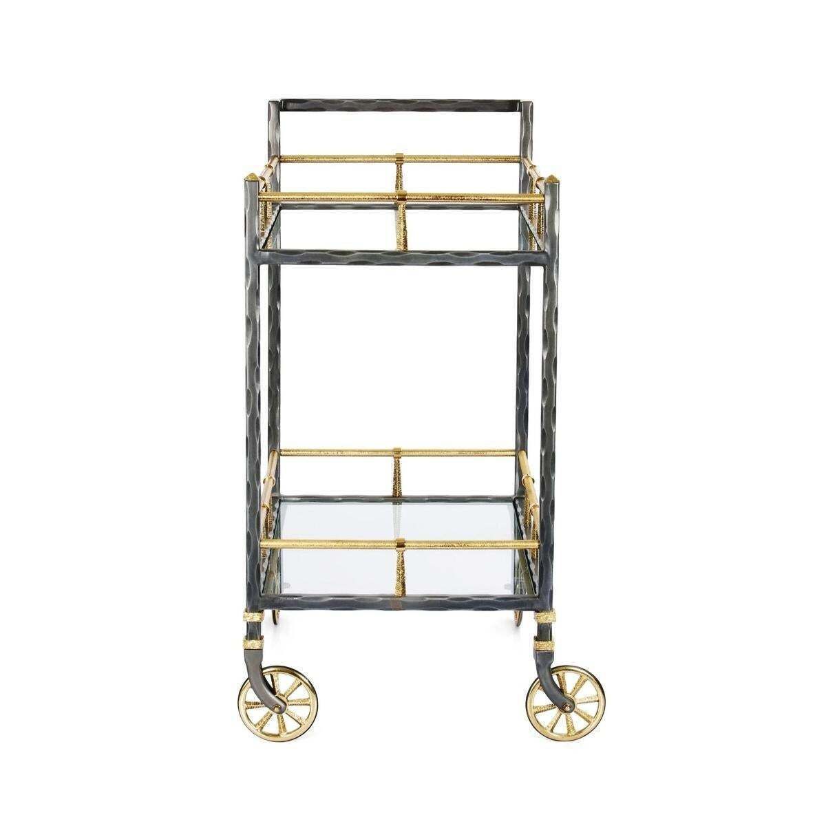 Contemporary Black Metal And Brass Bar Cart photo 4946.0
