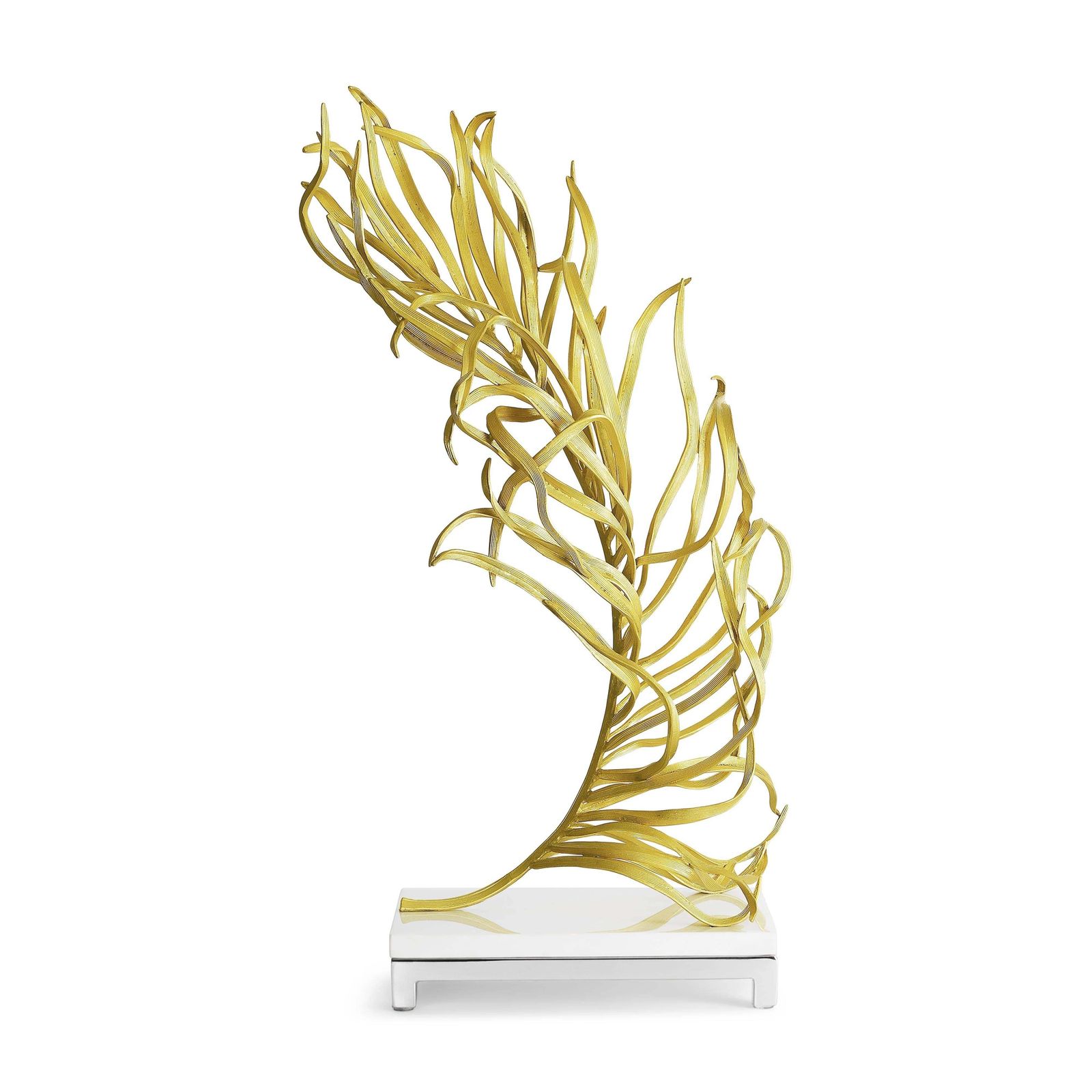 Pair Of Modern Sculptural Gold Metal Palm Sculpture Decorative Artwork photo 5386.0
