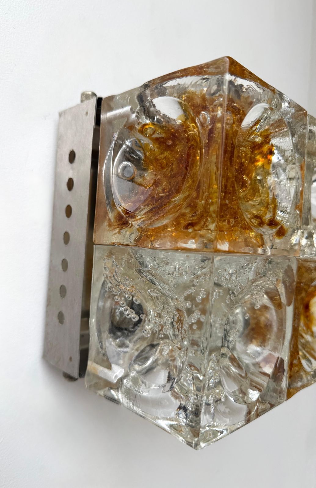 5151.0 Pair Of Glass Cube Square Metal Sconces By Poliarte, Italy, 1970s photo